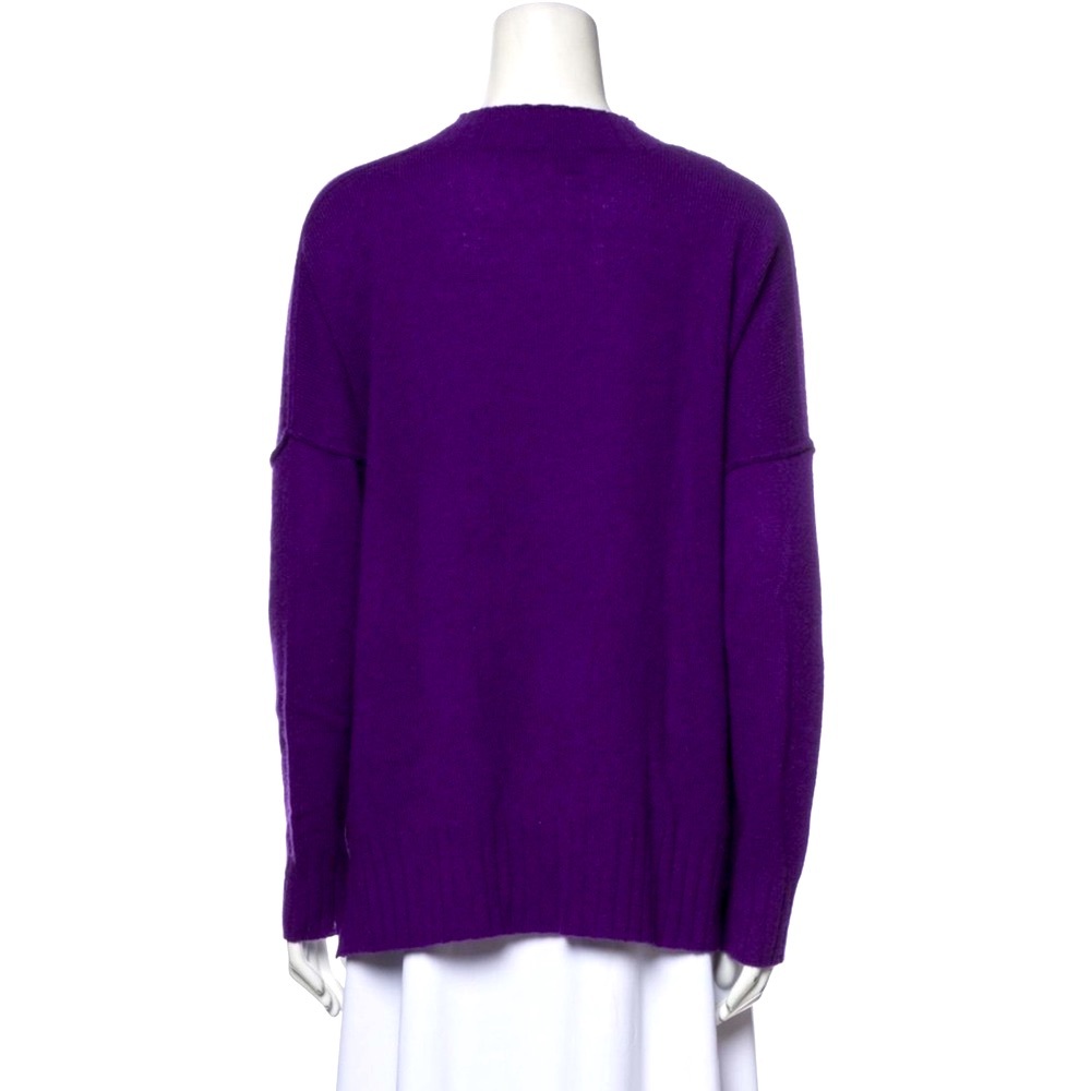 360 CASHMERE Royal Purple Sweater Crew Neck Oversized Lightweight M Like New! - Picture 3 of 4
